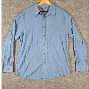SPRING + MERCER Mens Blue Striped Textured Long Sleeve Button Down Shirt XXL‎